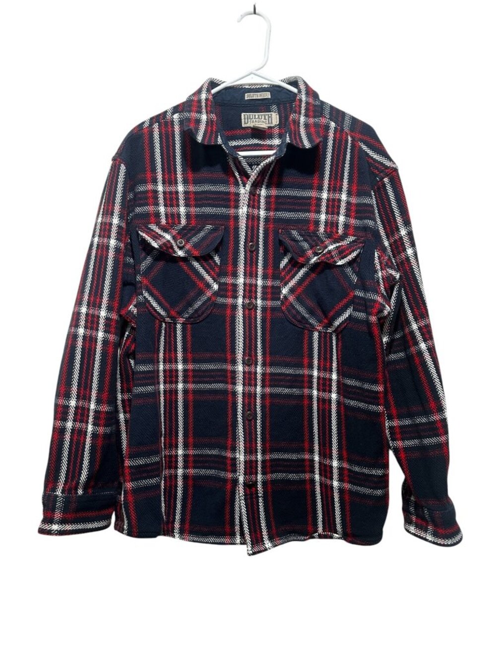 Duluth Trading Untucked Button Down Shirt Mens Large Plaid Heavy Cotton Relaxed